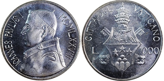 1978 Vatican John Paul I 1000 Lire
